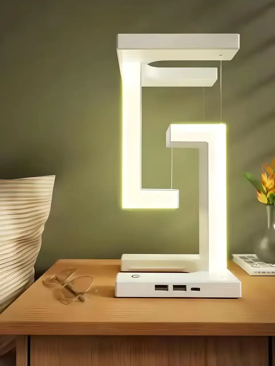 Настільна лампа SHS 2238 світлодіодна з 2*USB та бездротовою зарядкою 10W - Зображення 2