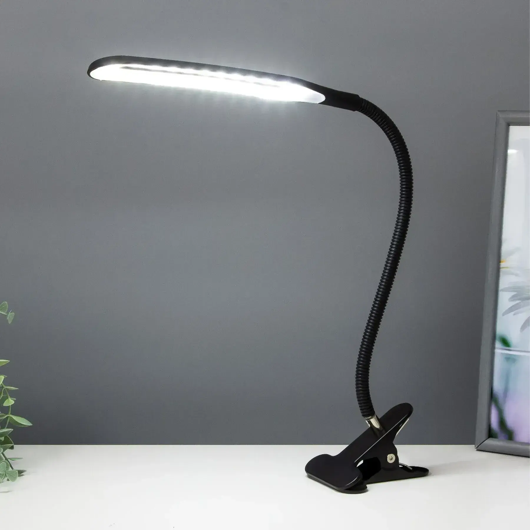 Настільна LED лампа на прищіпці, від USB, Berger 1043-TL-10 Black / Світлодіодна лампа з гнучкою ніжкою - Зображення 2