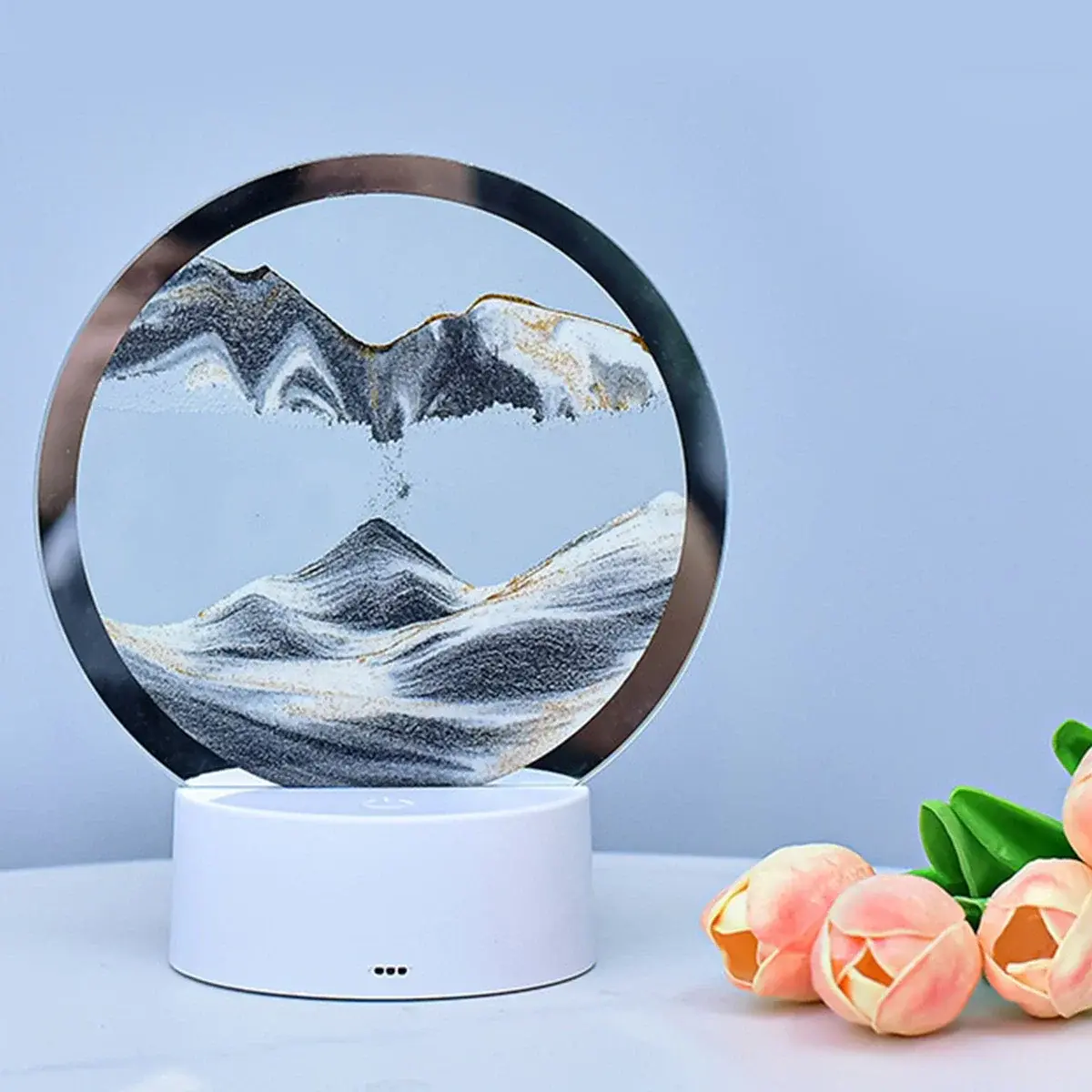 Настільна LED лампа нічник RGB Пісочний годинник 3D Sandscape. Картина Рухомий пісок - Зображення 7