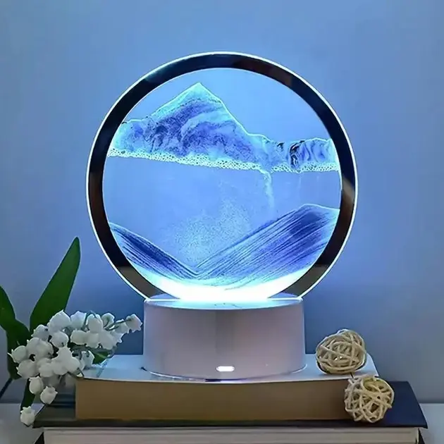 Настільна LED лампа нічник RGB Пісочний годинник 3D Sandscape. Картина Рухомий пісок - Зображення 4
