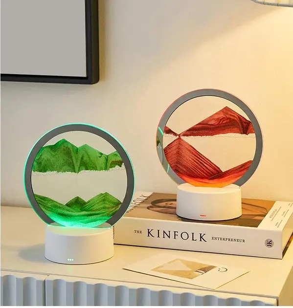 Настільна LED лампа нічник RGB Пісочний годинник 3D Sandscape. Картина Рухомий пісок - Зображення 3