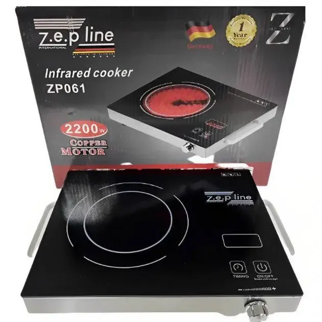 Настольная плита электрическая сенсорная инфракрасная одноконфорочная Zepline ZP-061 2200 Вт - Зображення 2