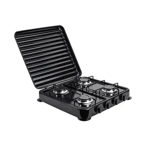 Настільна газова плита, плита на 4 конфорки Domotec MS 6604, таганок