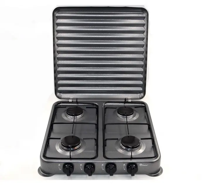 Настільна газова плита, плита на 4 конфорки domotec MS6604, чорний - Зображення 2