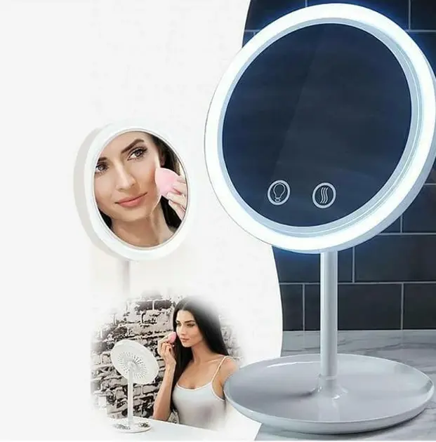Настільне косметичне дзеркало з LED підсвічуванням та вентилятором Beauty Breeze Mirror - Зображення 2