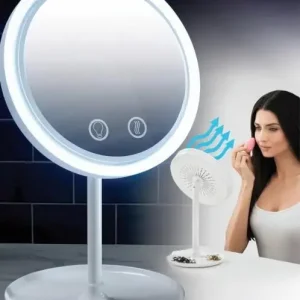 Настільне косметичне дзеркало з LED підсвічуванням та вентилятором Beauty Breeze Mirror