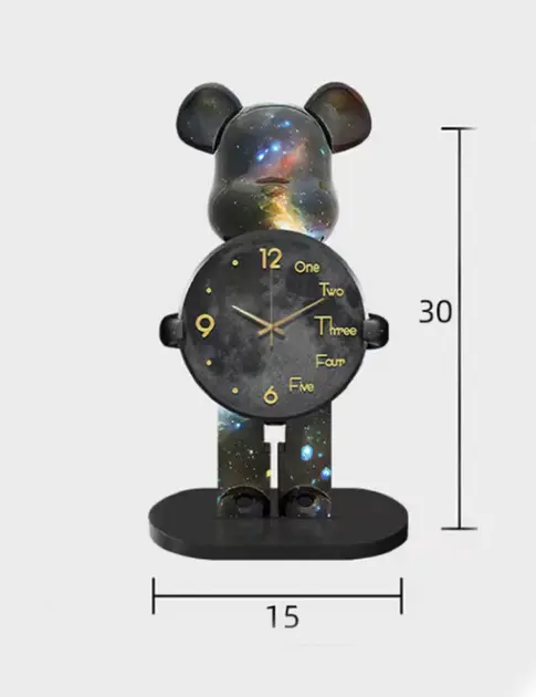 Настільний Годинник Фігурка Ведмідь Bearbrick Космічні 30 см - Зображення 4