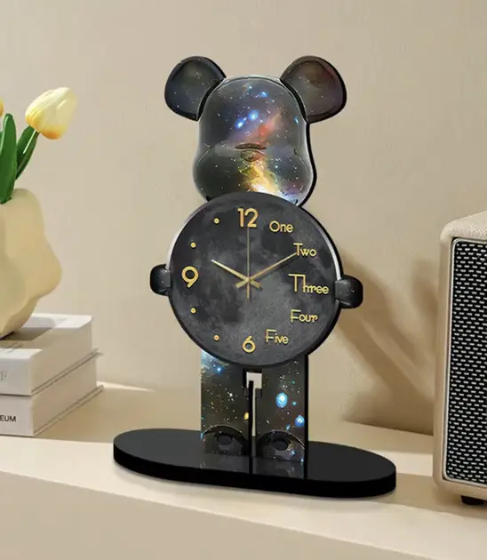 Настільний Годинник Фігурка Ведмідь Bearbrick Космічні 30 см - Зображення 3