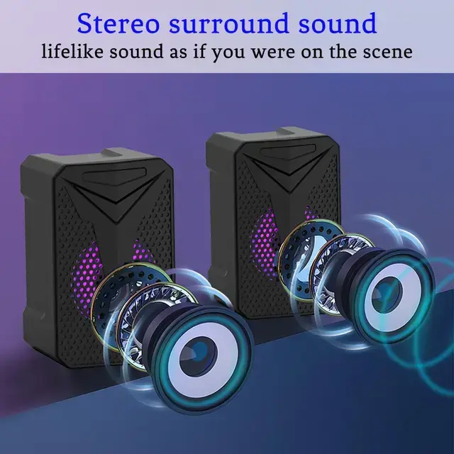 Настільні стерео колонки зі світлодіодним підсвічуванням Aoas e-005 Акустика для ноутбуків та ПК - Зображення 3