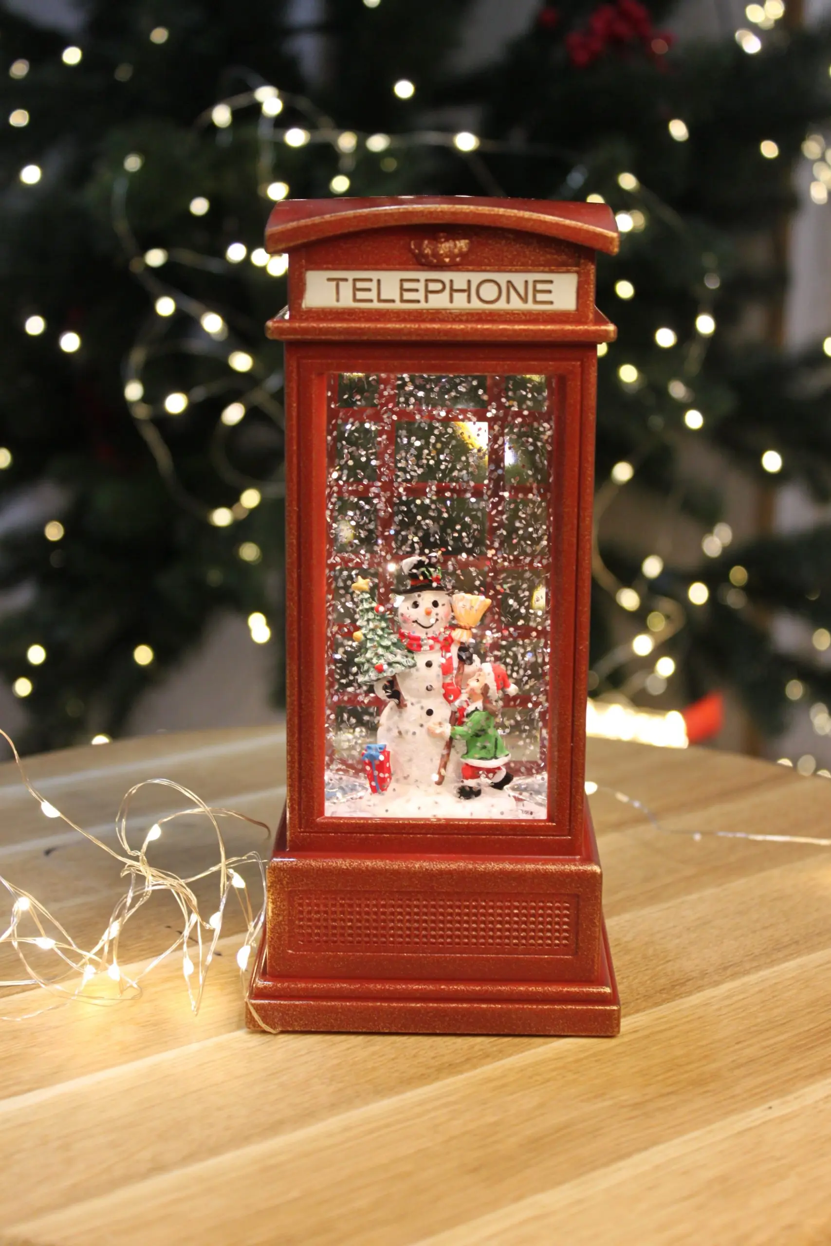 Настільний новорічний музичний нічник "Телефонна будка" 20 см. WDL-2102B. Нічник на батарейках - Зображення 3