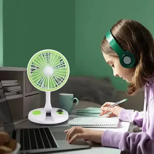 Настільний вентилятор з LED підсвіткою та USB, KC-7900 / Міні-вентилятор настільний акумуляторний - Зображення 2