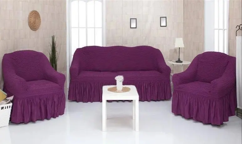 Натяжний чохол на диван та два крісла Туреччина, Універсальний чохол, накидка на диван - Зображення 9