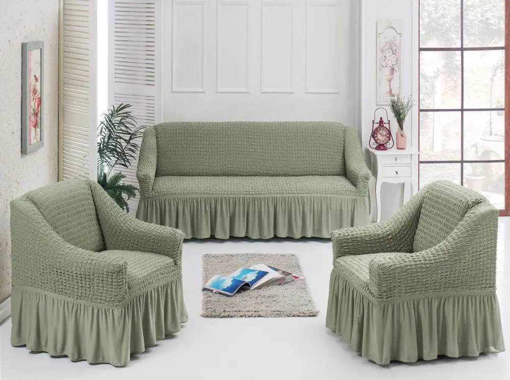 Натяжний чохол на диван та два крісла Туреччина, Універсальний чохол, накидка на диван - Зображення 10