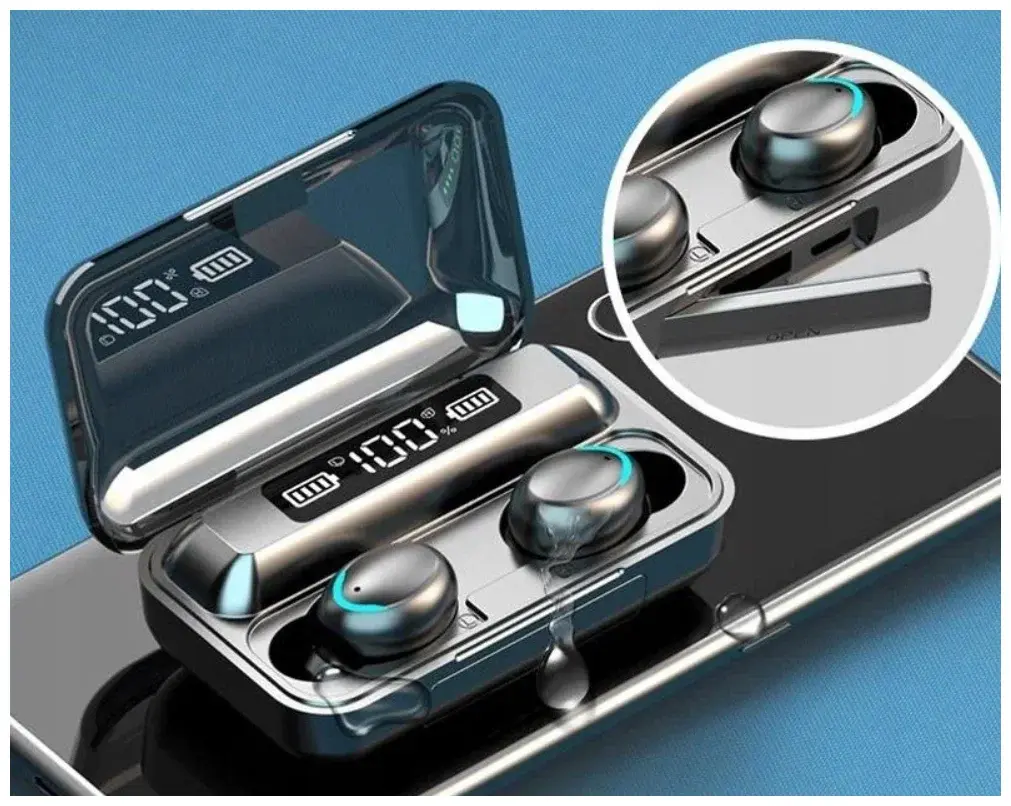 Навушники F9 TWS V5.0 Бездротові сенсорні Bluetooth з індикатором заряду чорні водонепроникні (NB-1) - Зображення 5