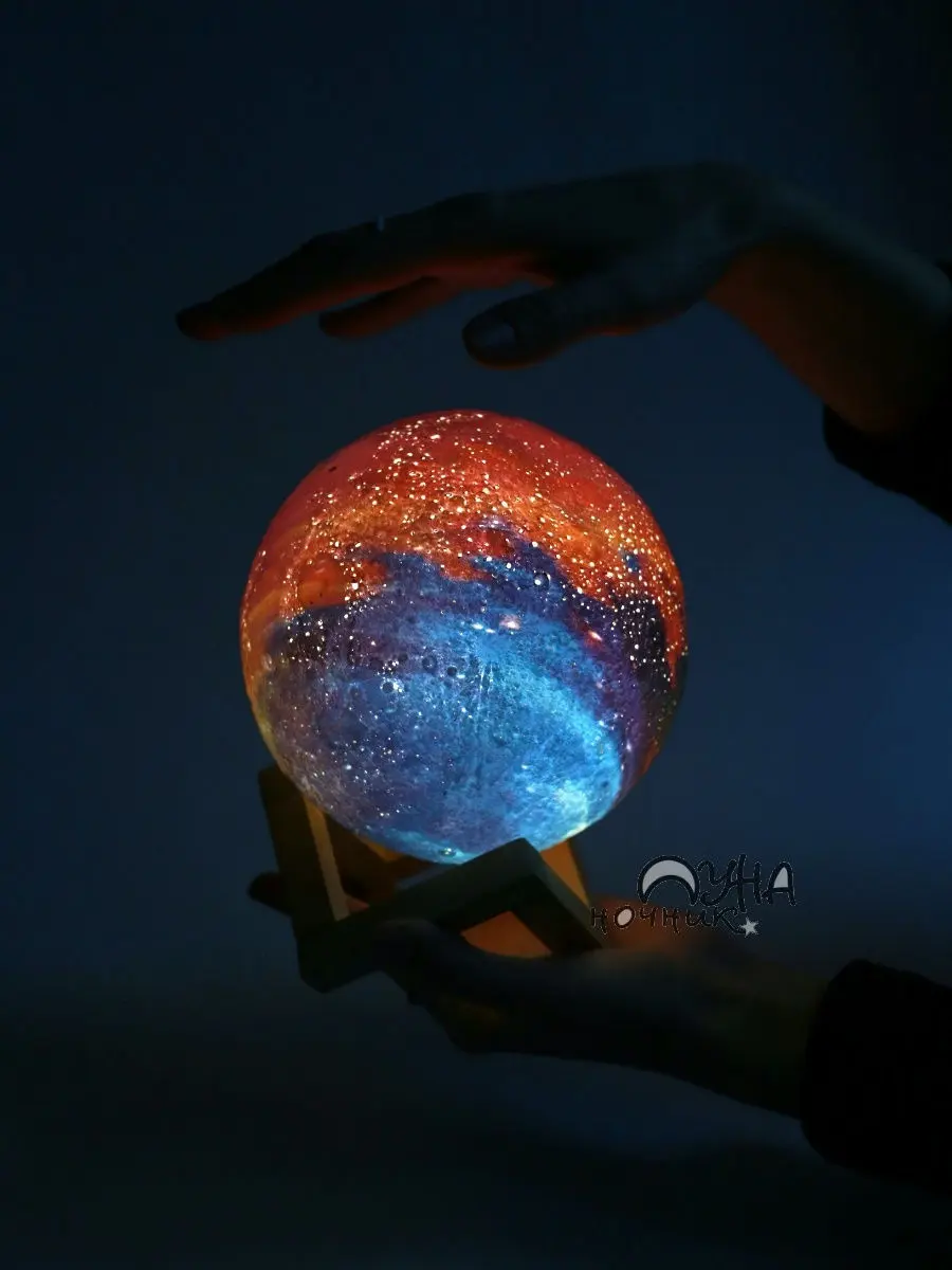 Нічний лампа сенсорний 3D космос Moon-light - Зображення 3