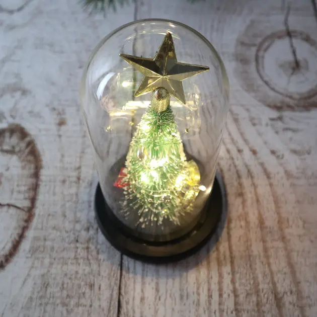 Нічник новорічна ялинка у скляній колбі gold star - Зображення 3