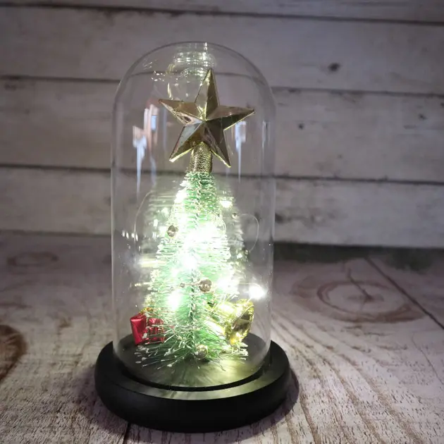 Нічник новорічна ялинка у скляній колбі gold star - Зображення 5