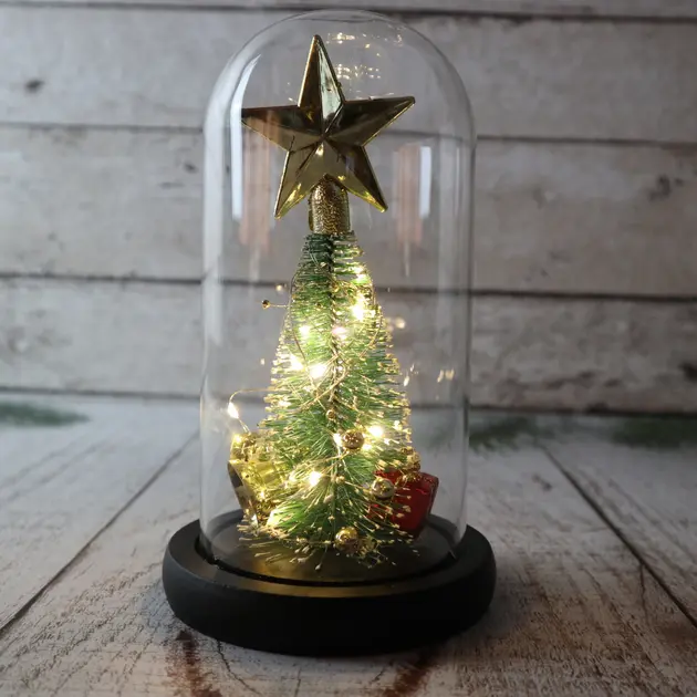 Нічник новорічна ялинка у скляній колбі gold star - Зображення 2