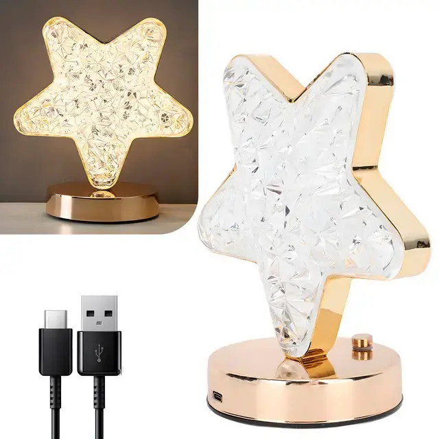 Нічник світильник 3 режими настільна кришталева лампа у формі зірки Creatice Table Lamp - Зображення 5
