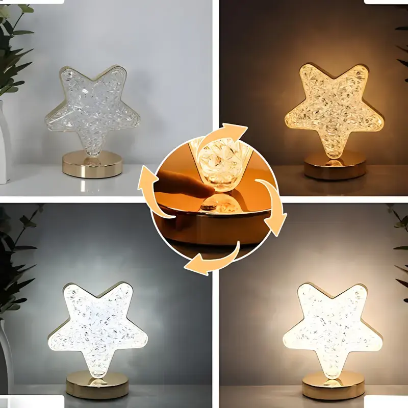 Нічник світильник 3 режими настільна кришталева лампа у формі зірки Creatice Table Lamp - Зображення 4