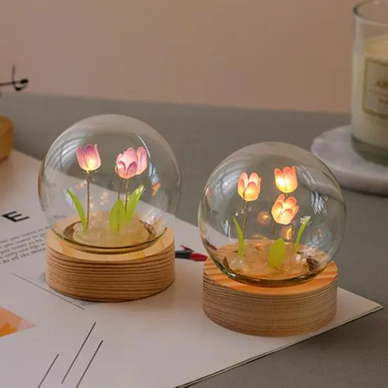 Світильник-нічник тюльпан у скляній кулі - Зображення 3
