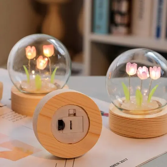 Світильник-нічник тюльпан у скляній кулі - Зображення 4