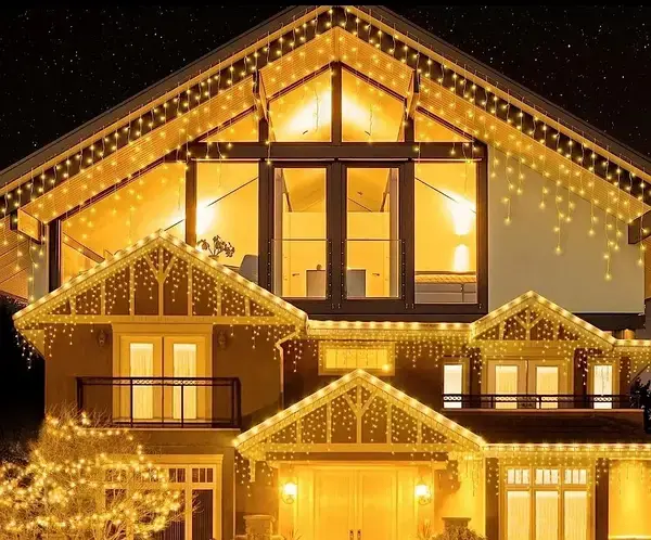 Новорічна святкова гірлянда бахрома 120 Led прозорий провід 3х0.5 м - Зображення 8