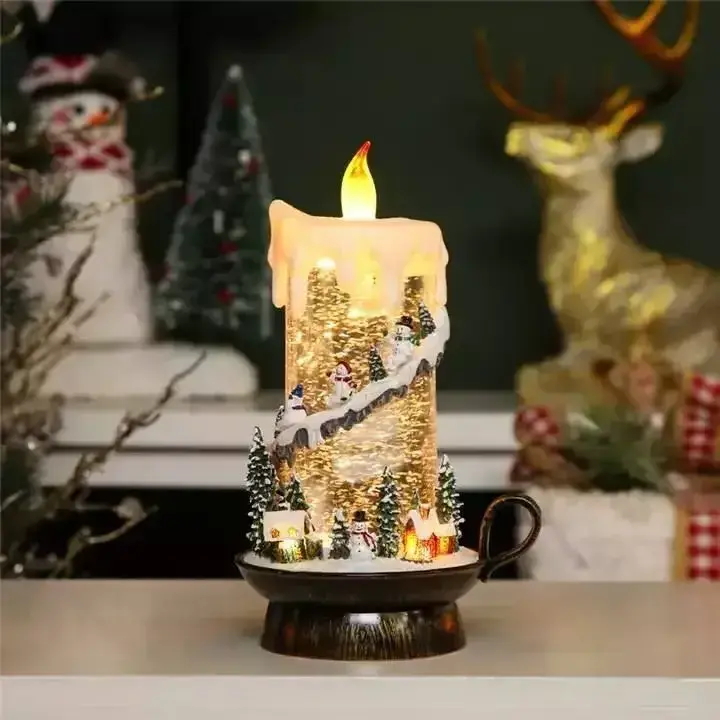 Новорічний музичний нічник-світильник XMAS 21020B Музична свічка зі Сніговиками - Зображення 3