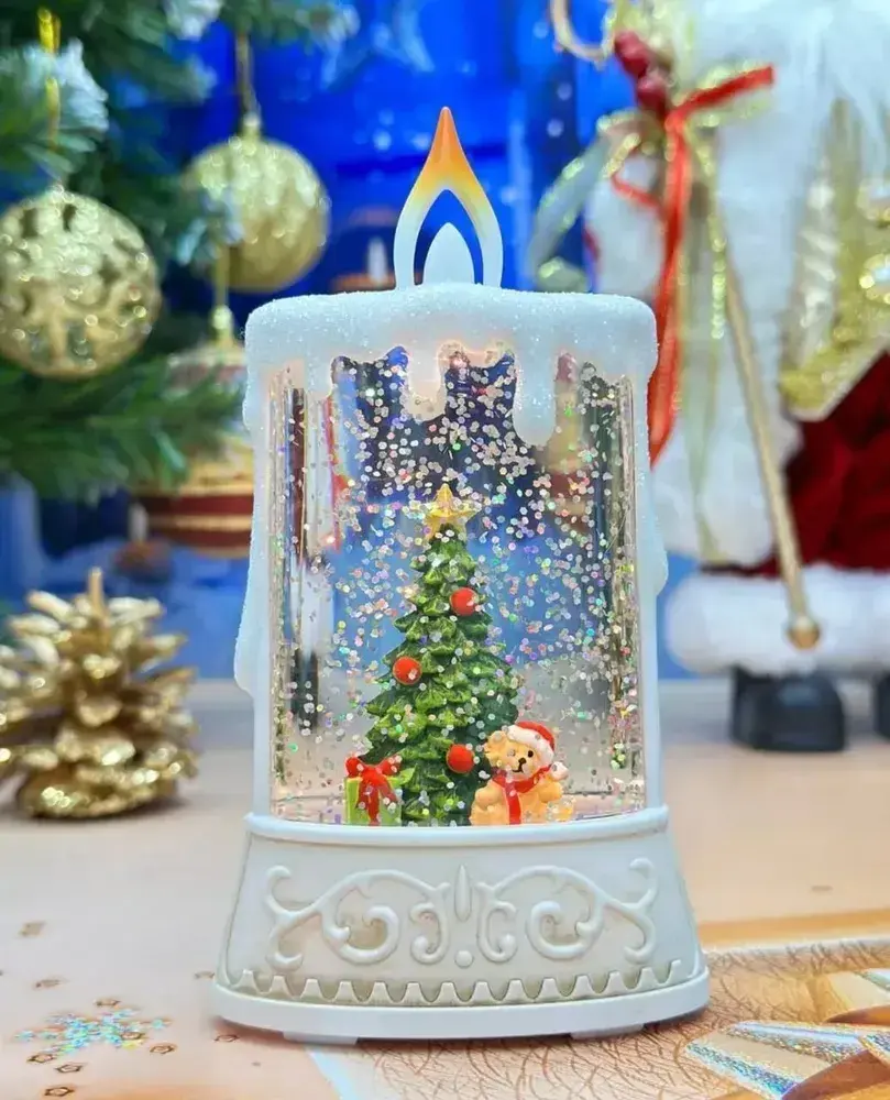 Новорічний музичний нічник-світильник XMAS wdl 23005c Музична свічка з Ведмедиком - Зображення 2