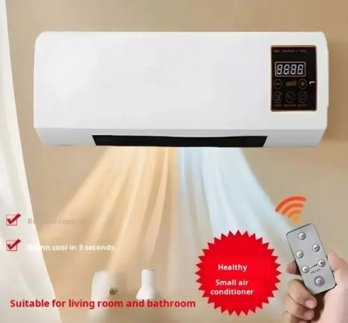 Обігрівач та охолоджувач повітря 2 в 1 з пультом дистанційного керування Prandtex 2000W - Зображення 5