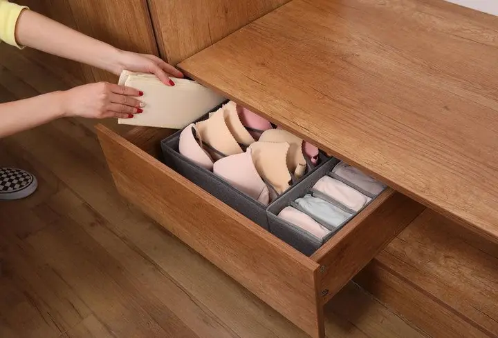 Органайзер 32×32×10 см на 7 відділень для зберігання нижньої білизни Темно-сірий - Зображення 5