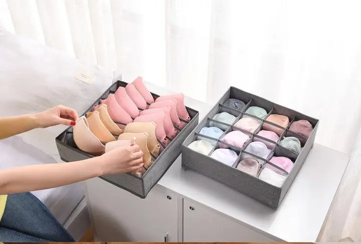 Органайзер 32×32×10 см на 7 відділень для зберігання нижньої білизни Темно-сірий - Зображення 3