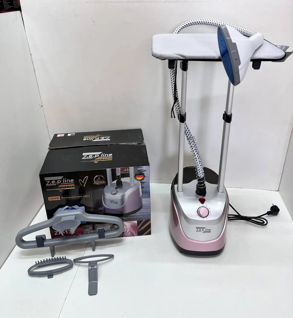 Рожевий Відпарювач вертикальний для одягу зі стійкою Zepline 3500Вт ZP-131 - Зображення 7