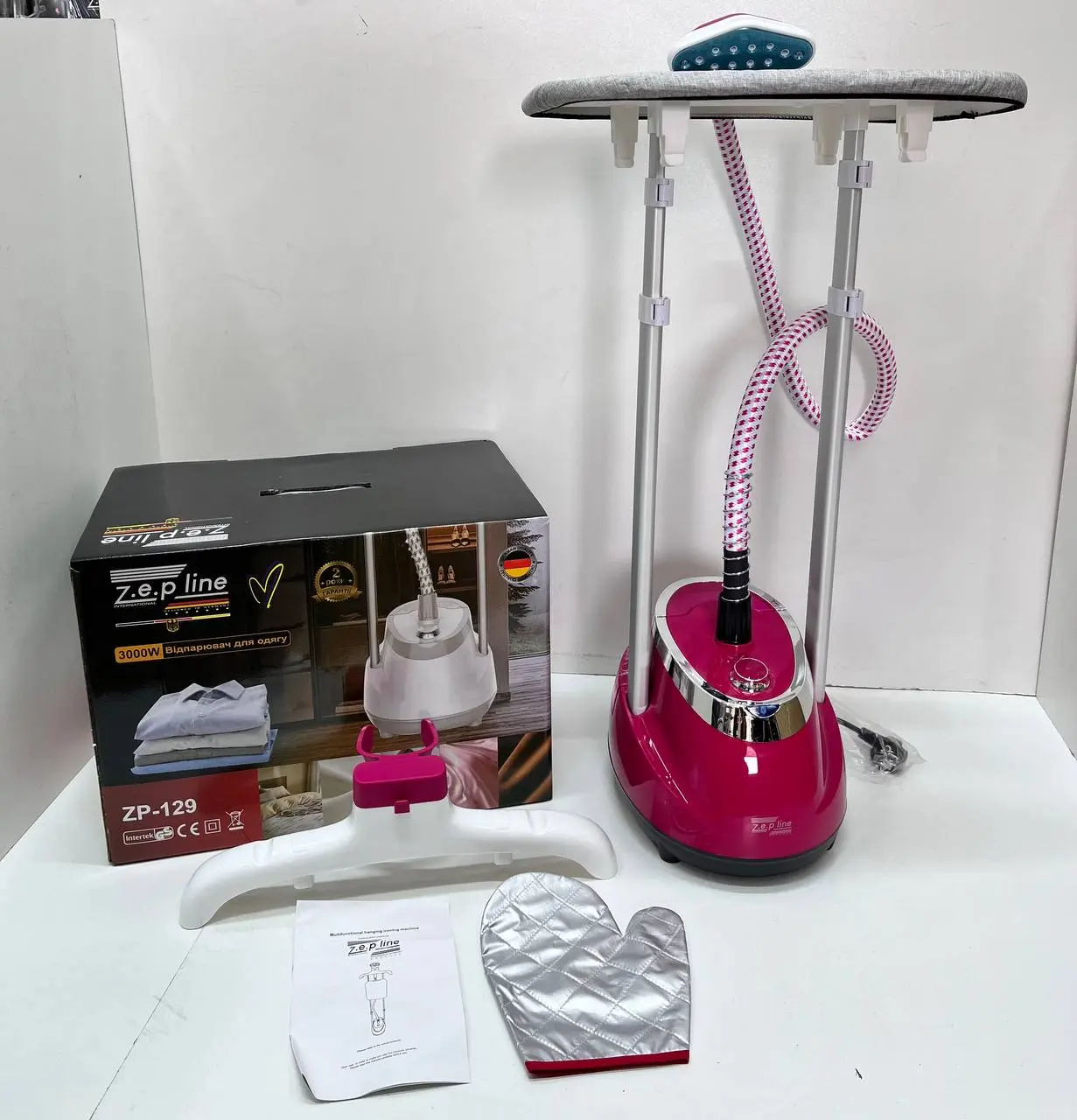 Червоний Відпарювач вертикальний для одягу зі стійкою Zepline ZP-129 3000W