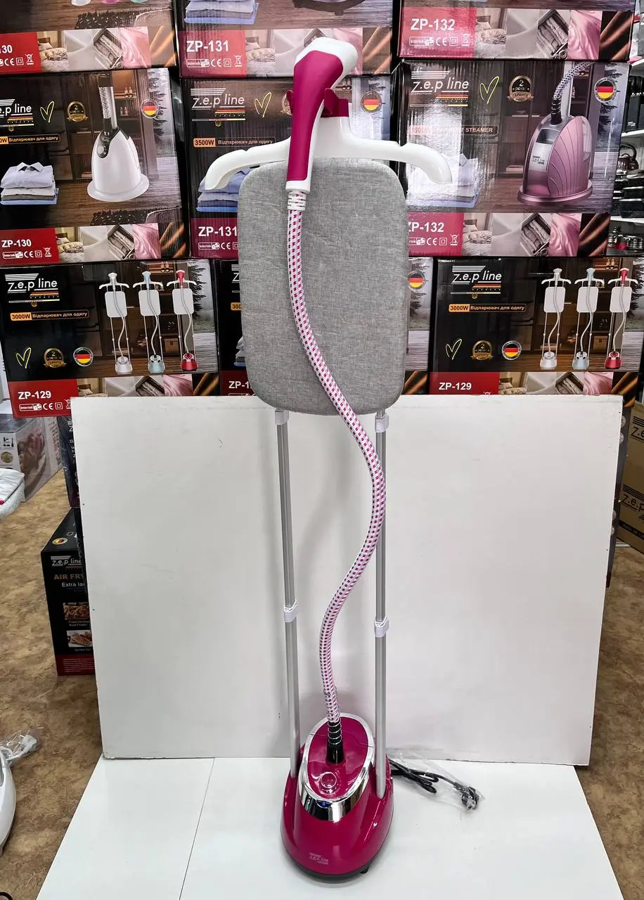 Червоний Відпарювач вертикальний для одягу зі стійкою Zepline ZP-129 3000W - Зображення 4