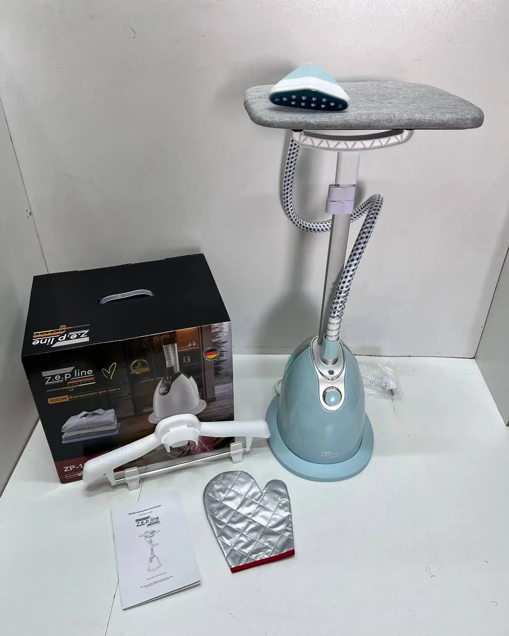 Блакитний Відпарювач вертикальний для одягу зі стійкою Zepline ZP-130 3000W - Зображення 6