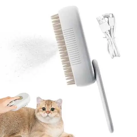 Парова щітка масажер спрей 3 в 1 PET SPRAY MASSAGE BRUSH для вичісування собак та кішок з паровим розпилювачем з ручкою - Зображення 3
