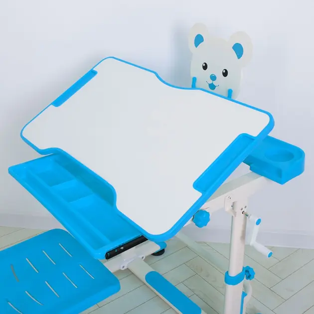 Парта учня зі стільчиком BAMBI M 4818-4 | Стіл письмовий Бембі регульований синій - Зображення 3