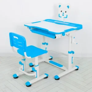 Парта учня зі стільчиком BAMBI M 4818-4 | Стіл письмовий Бембі регульований синій