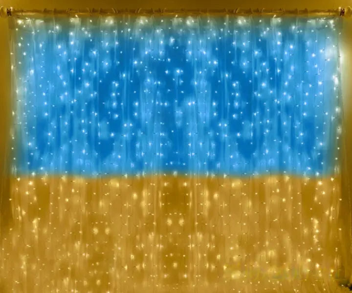 Патріотична гірлянда штора Прапор України 2*2м 160 LED класична IP44 - Зображення 2