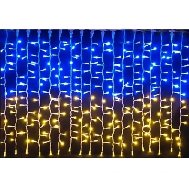 Патріотична гірлянда штора Прапор України 2*2м 160 LED класична IP44 - Зображення 4