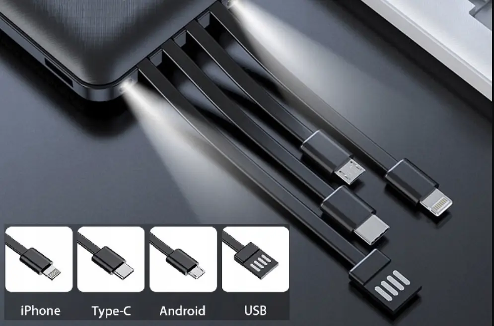 Павер банк Power Bank 10000mAh 4 кабелі 4 в 1 USB LCD - Зображення 3