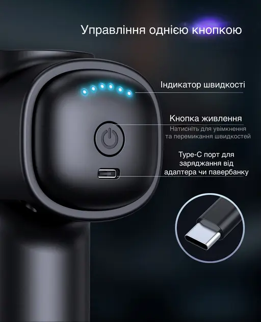 Перкусійний масажер для тіла та м'язів, ручний пістолет GYRO Muscle M7 Gun Massager - Зображення 3