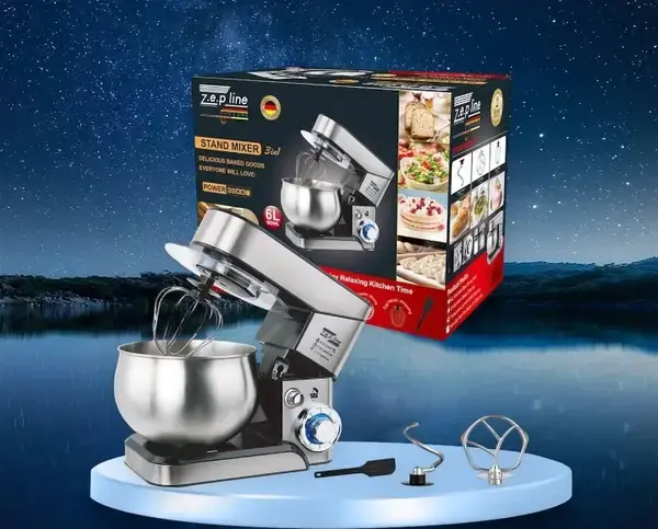 Планетарний міксер тістоміс Zepline ZP-105 з нержавіючої сталі Кухонний комбайн з чашею на 6л потужністю 3500 Вт - Зображення 3