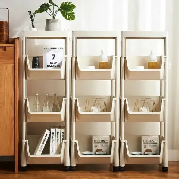 Пластикова етажерка на коліщатках полиця для зберігання книг, документів, журналів, дитячих іграшок, посуду - Зображення 3