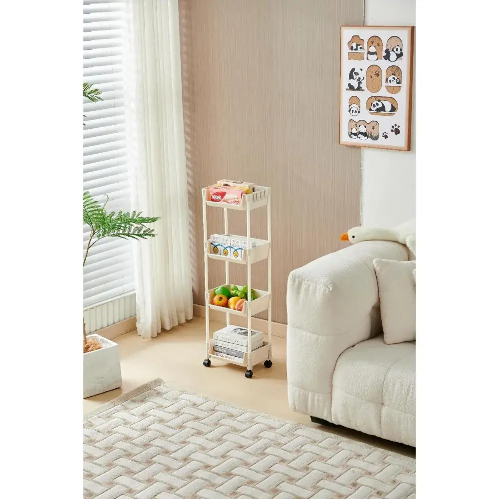 Пластикова етажерка на коліщатках полиця для зберігання книг, документів, журналів, дитячих іграшок, посуду - Зображення 4