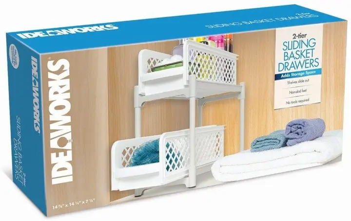 Пластиковий органайзер для ванної з 2 висувними полицями, Portable 2 Tier Basket Drawers - Зображення 5