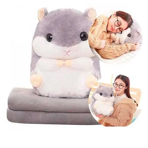 Плед ковдра-хом'як 3 в 1, Плед, Іграшка, Подушка 45 см - Зображення 4