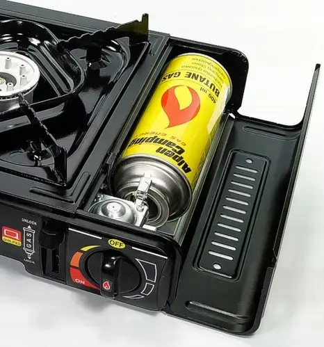 Плита газова туристична на 2 конфорки Alpen Camping Texas чорна - Зображення 2