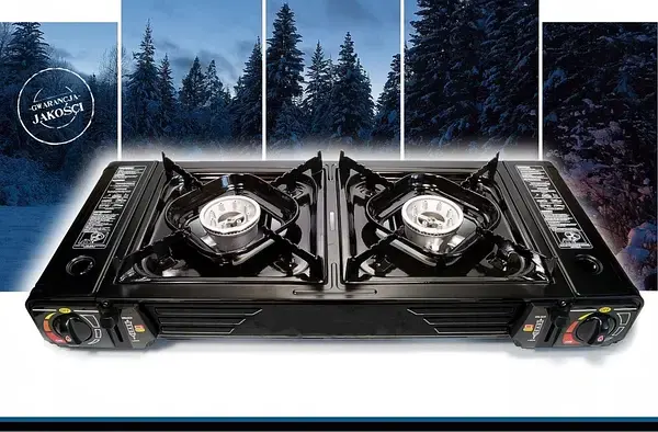 Плита газова туристична на 2 конфорки Alpen Camping Texas чорна - Зображення 3